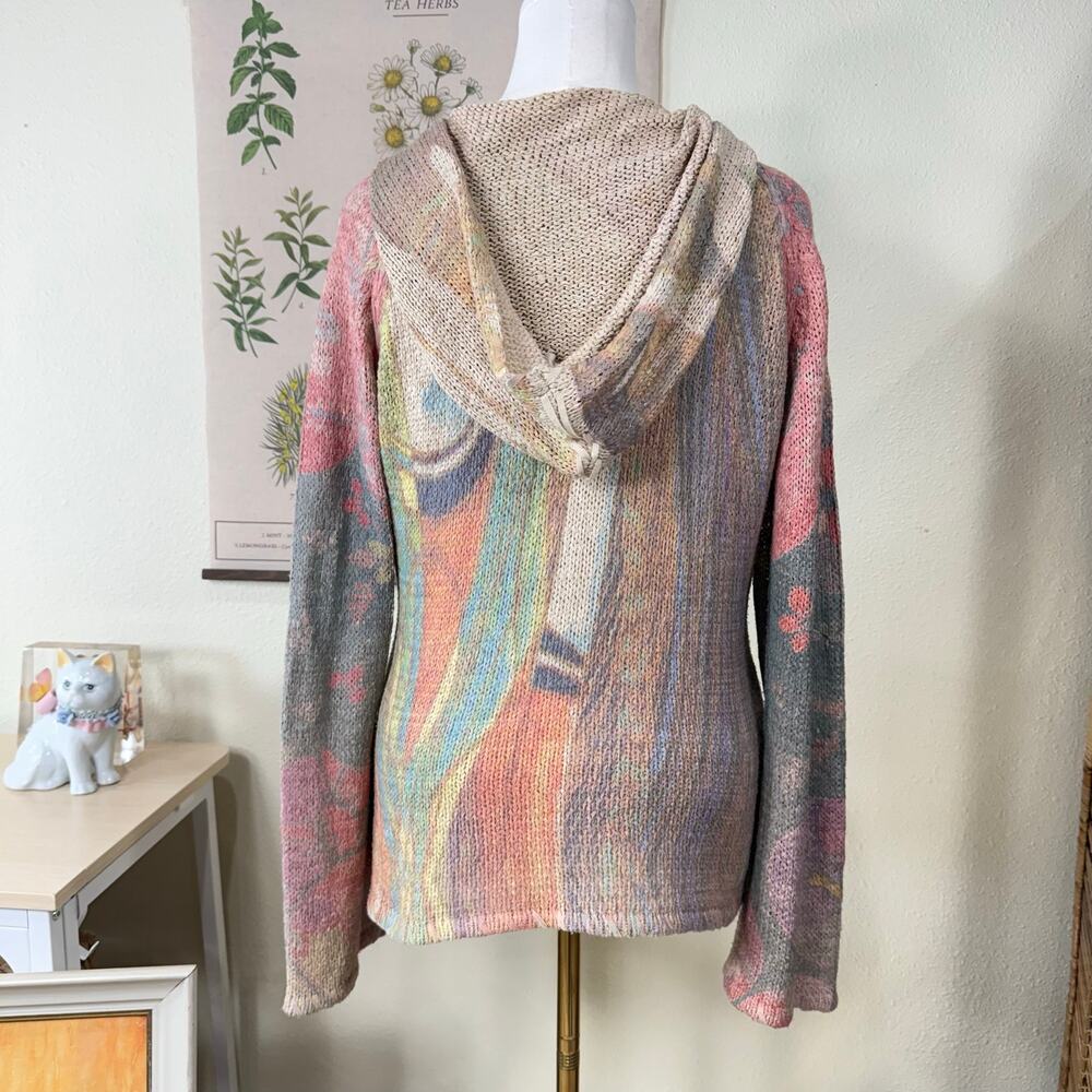 90s Y2k Knit Full Zip Hoodie Jacket Fairy Grunge Boho Coastal Cowgirl Hippie L - Picture 7 of 10